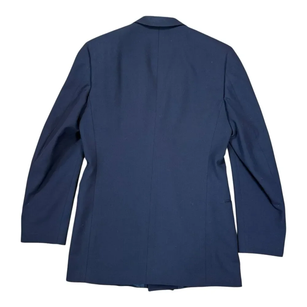 Vtg Christian Dior 39L Monsieur Double Breasted Blue Blazer Gold Button Preppy